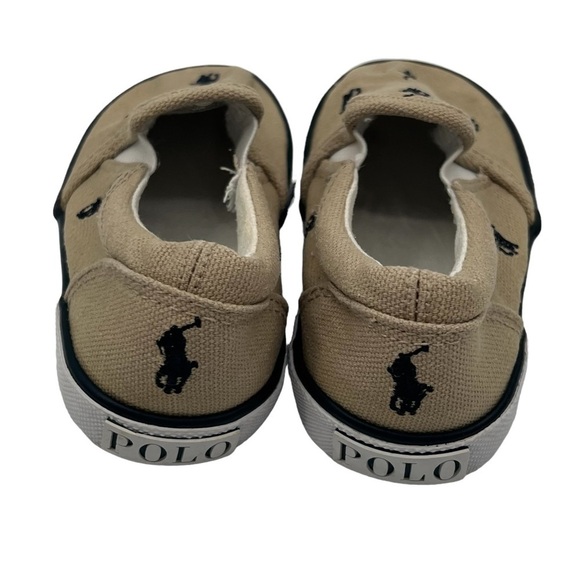 Polo Ralph Lauren Khaki Bal Harbour Slip On Canvas Loafers Size 6 Toddler - Picture 8 of 9